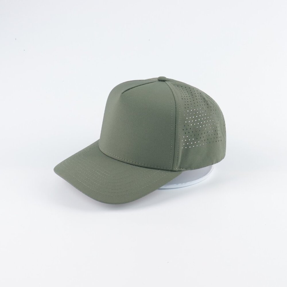 Blank 5 Panel Performance Structured Hats- 12 pack in Color Green